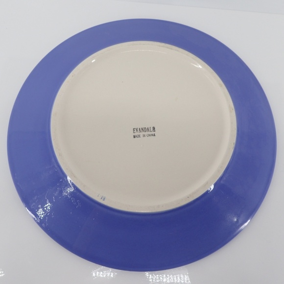 Vtg Evandale Blue Dinner Plate with 4 Bee's  13.75" diameter Heavy 4.5 lbs Mint - Picture 7 of 9